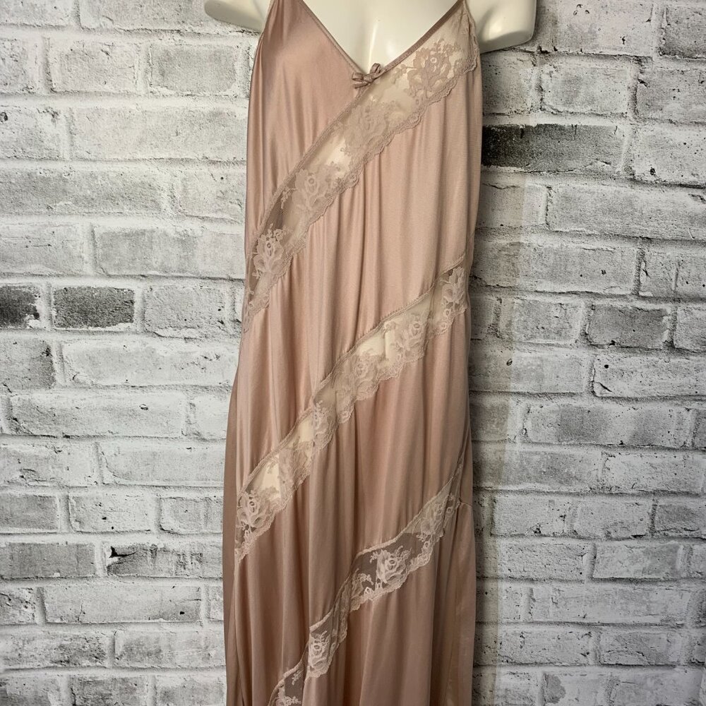Vintage Y2K 90s Satin Sheer Lace Long Maxi Lingerie Slip Dress Nightgown - Picture 3 of 16